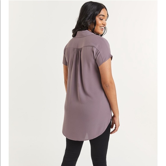 Short Sleeve Johnny Collar Tunic- Moonscape - Picture 2 of 3